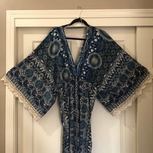 Plus Size Boho paisley print Maxi Dress 3x EUC